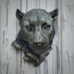 Panther-Steinfigur-Massiv-Relief-Garten-Deko-Wandrelief-Frostfest-Deko-Figur