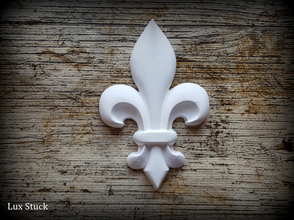 Bild 1 von 4x Gips Französische Lilien 10 cm Verzierung Dekor Ornament Stuck FLEUR DE LIS