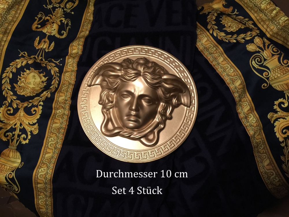 Bild 1 von Medusa 10 cm Gips *** Set 4 Stück Gold *** Wandrelief Relief Wand deko
