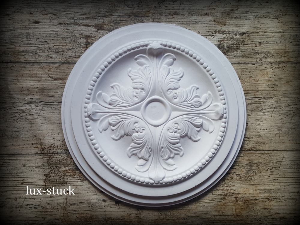 Bild 1 von R51 Gips Stuck Rosette D=32 cm Deckenrosetten Deko Stuckrosette Deckenspiegel 