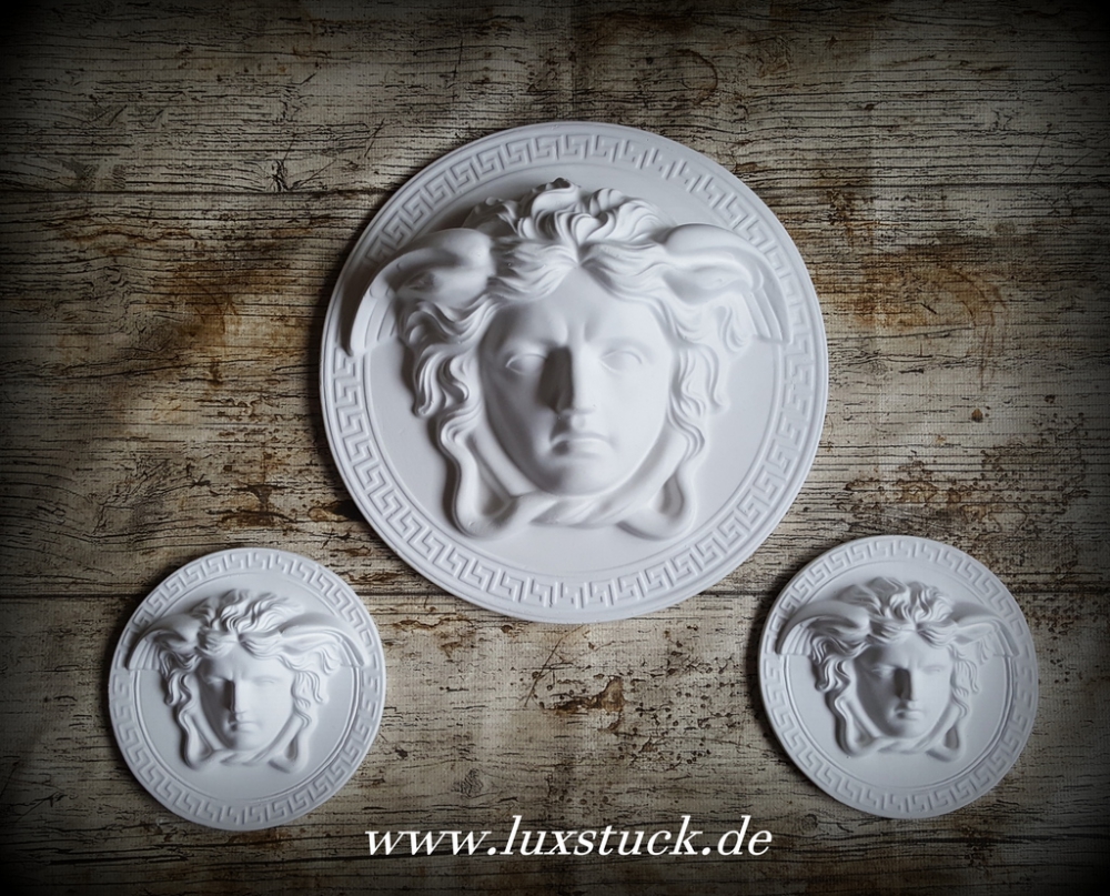 Bild 1 von Medusa 3-er Set Kopf Gips Wandrelief Relief Weiß Wand deko 
