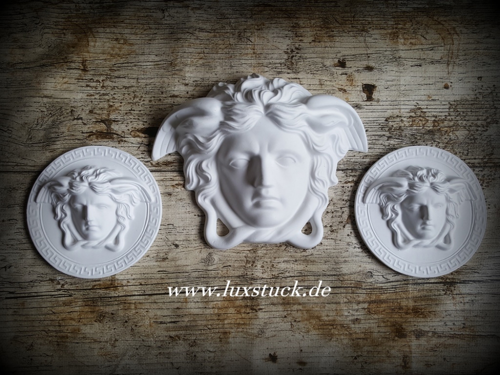 Bild 1 von Medusa 3-er Set Kopf Gips Wandrelief Relief Weiß Wand deko 