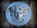 Medusa Mäander 20 cm Gips Wandrelief Relief Silber Wand deko