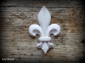 4x Gips Französische Lilien 10 cm Verzierung Dekor Ornament Stuck FLEUR DE LIS