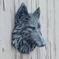 Bild 2 von Wolf Steinfigur Gartenfiguren Relief Wolfskopf Gartendeko Wandrelief Gartendeko