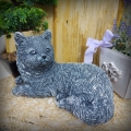 Steinfigur Katze Gartenfigur Gartendeko Massiv Frost- wetterfest Betonguss