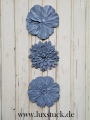 Steinrelief Blumen 3-er Set Gartenfigur Gartendeko Wandrelief Frost- wetterfest