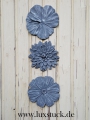 Bild 1 von Steinrelief Blumen 3-er Set Gartenfigur Gartendeko Wandrelief Frost- wetterfest