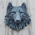 Wolf Steinfigur Gartenfiguren Relief Wolfskopf Gartendeko Wandrelief Gartendeko