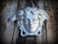 Medusa Mäander Kopf Gips Wandrelief Relief Silber Wand deko
