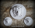 Medusa 3-er Set Kopf Gips Wandrelief Relief Weiß Wand deko 
