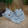 Bild 1 von Steinfigur Katze spielend Gartenfigur Frostfest Steinguss Garten Deko Massiv