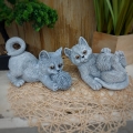 Bild 1 von Steinfigur Set 2 Katzen spielend Gartenfigur Frostfest Steinguss Garten Massiv